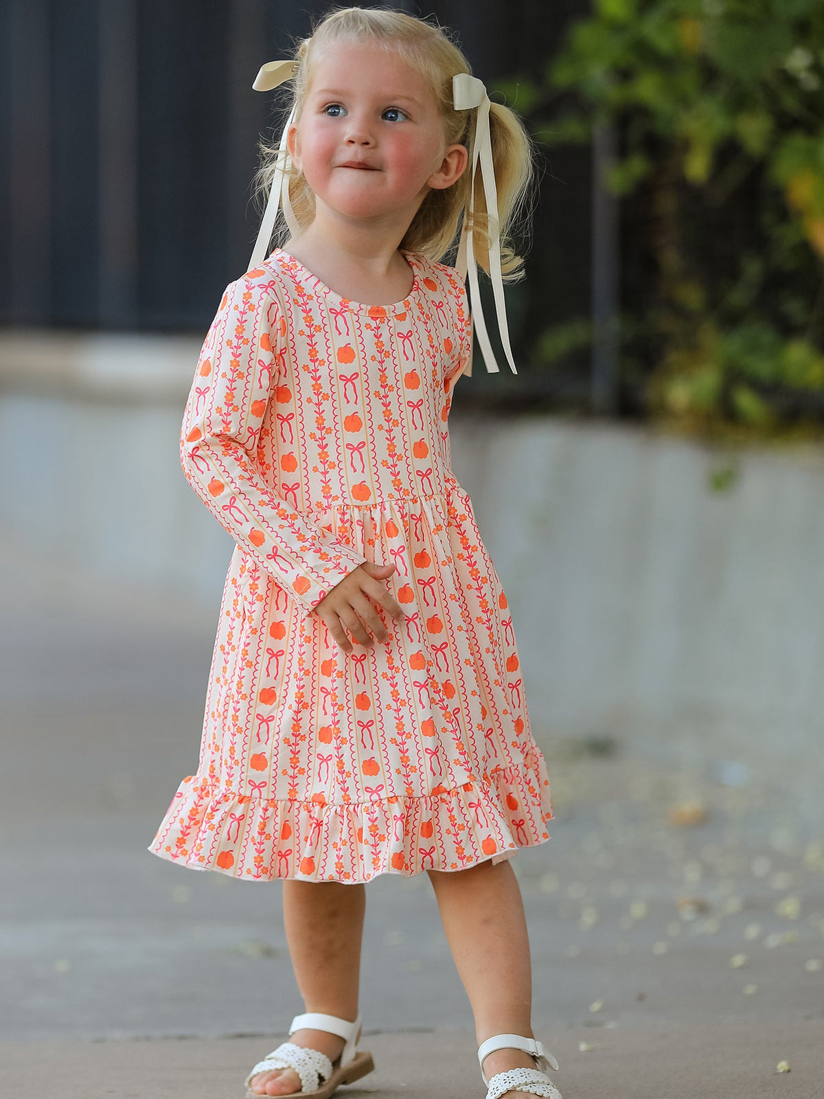 Halloween Thanksgiving Pumpkin Bow Pocket Girls Dress - Rylee Faith Designs - Flyclothing LLC