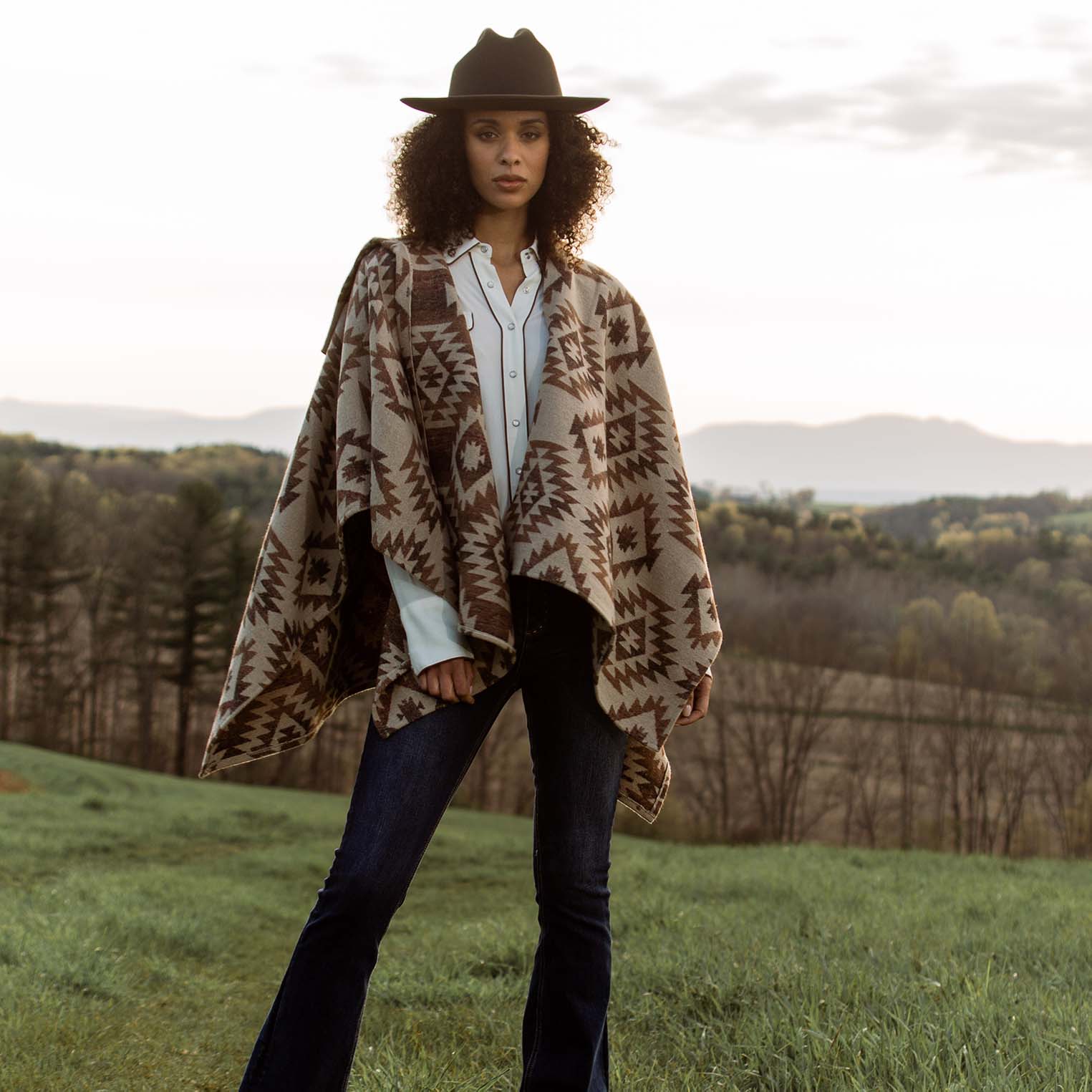 Stetson Tan Aztec Poncho - Stetson - Flyclothing LLC