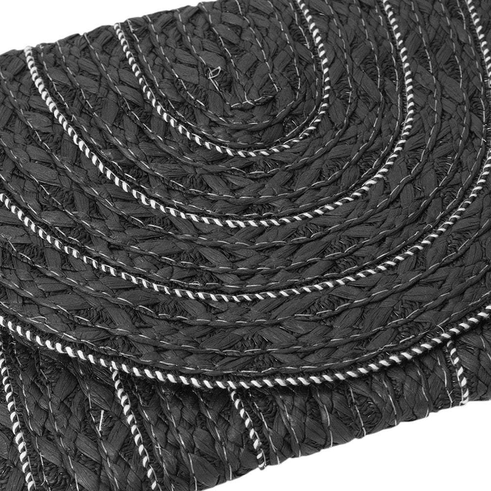 Stitch Detailed Straw Crossbody Bag - Madeline Love - Flyclothing LLC