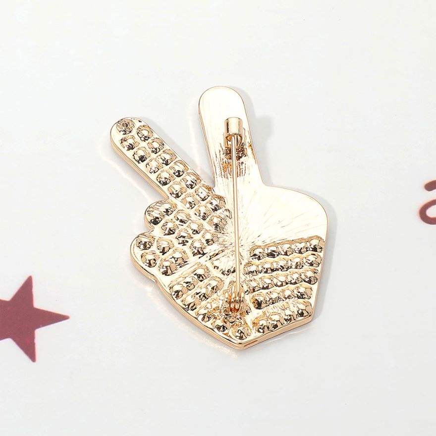 Stone Paved American USA Flag Peace Hand Sign Pin Brooch - Madeline Love - Flyclothing LLC