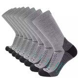 8 Pairs Stone - Hike Crew Midweight Merino Wool Sock - GRIP6 - Flyclothing LLC