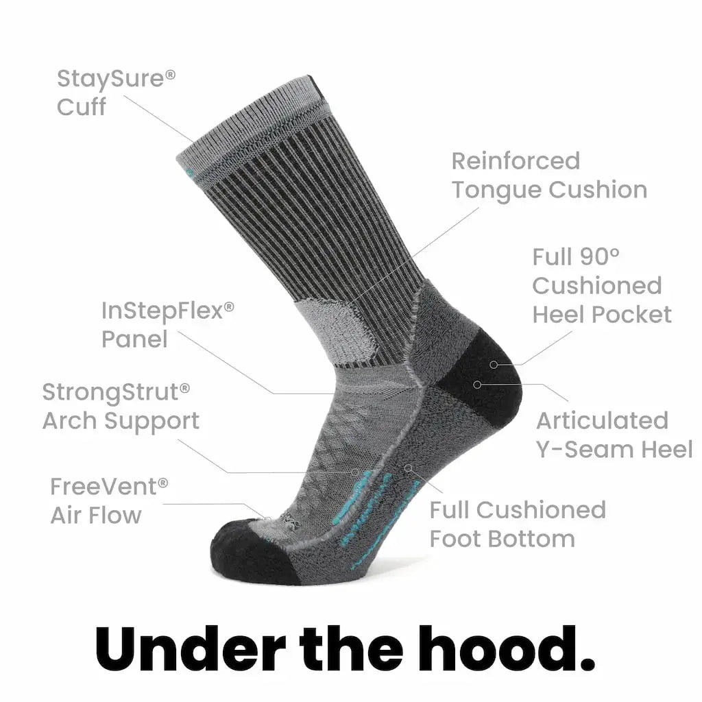 8 Pairs Stone - Hike Crew Midweight Merino Wool Sock - GRIP6 - Flyclothing LLC