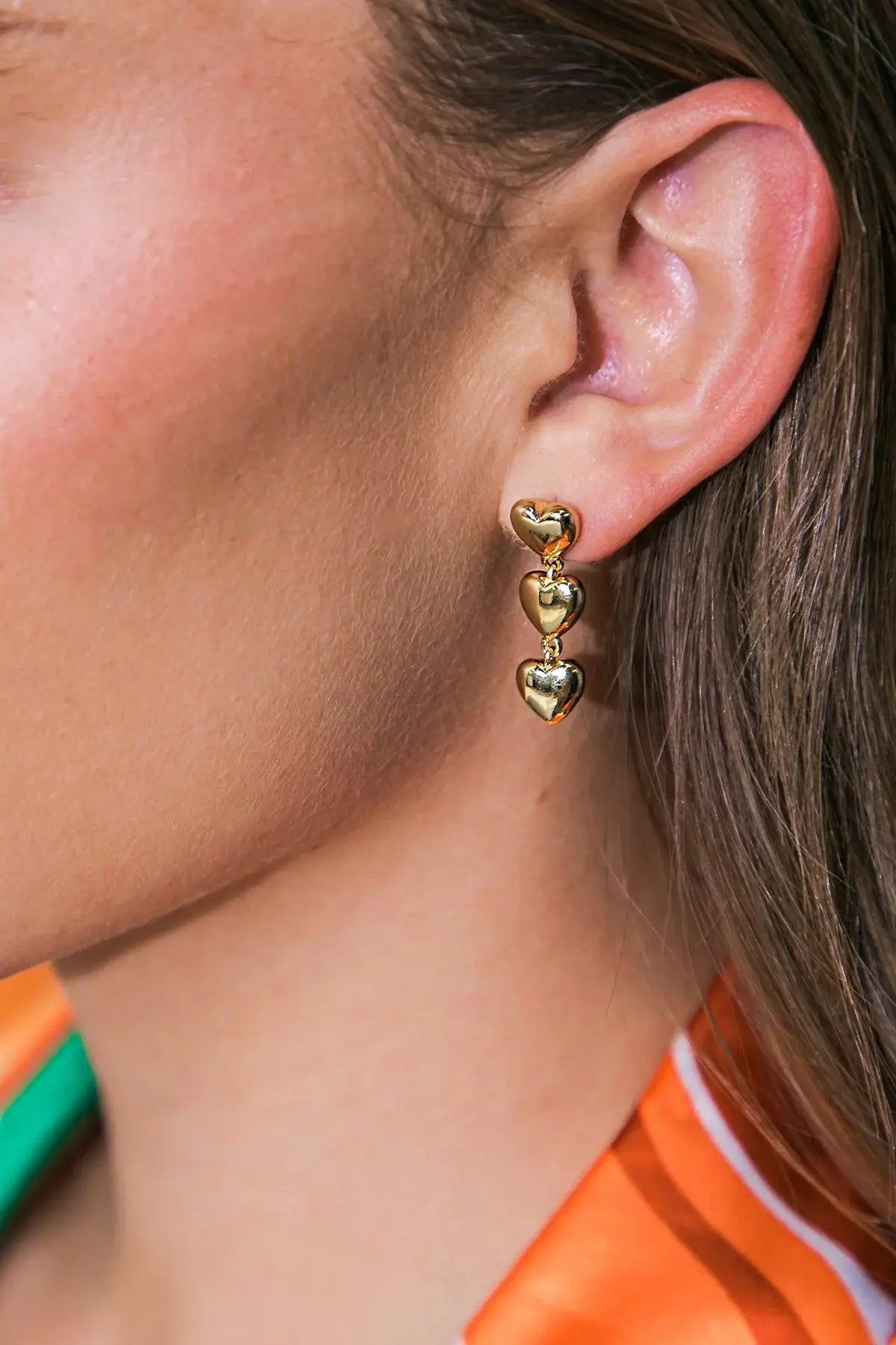 TRIPLE HEART DROP CLIP-ON EARRINGS - Flying Tomato - Flyclothing LLC