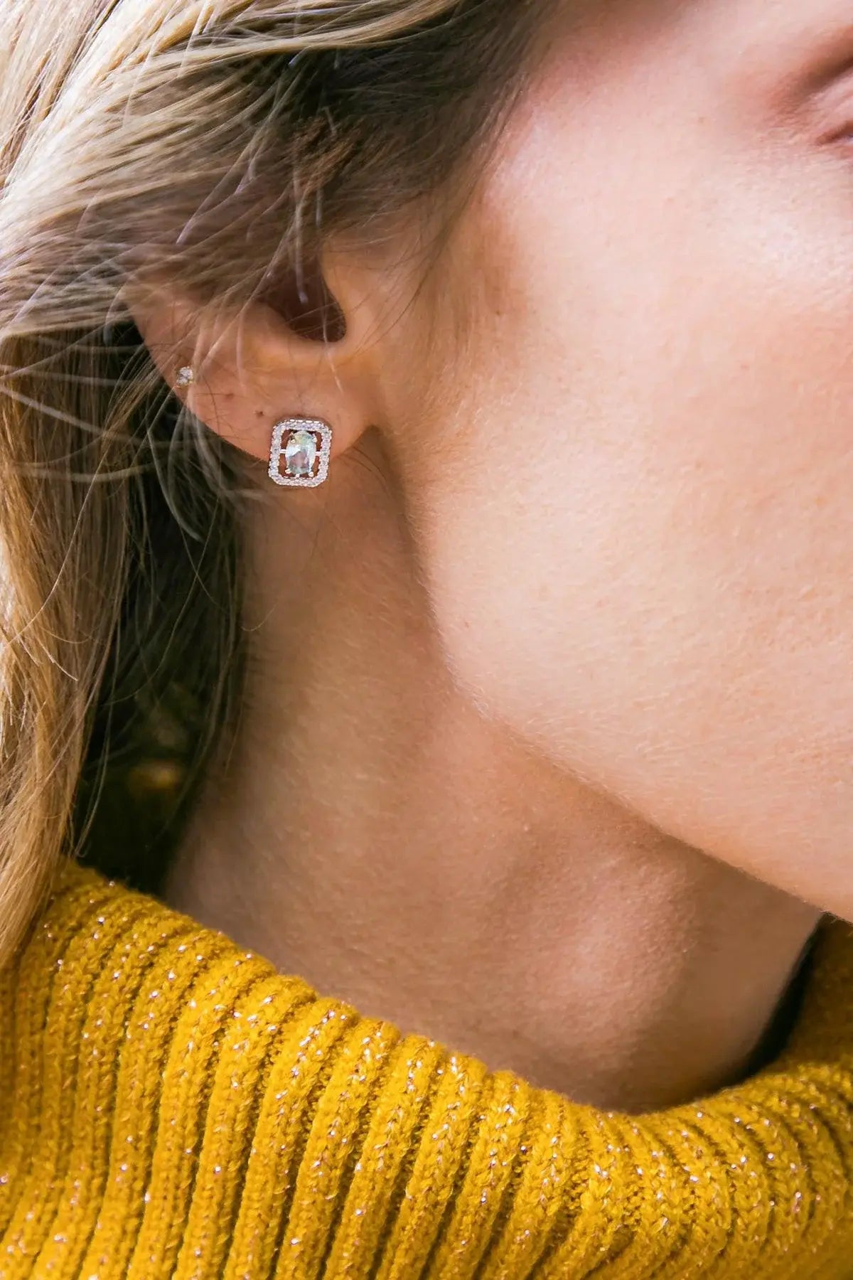 HALO ZIRCONIA ROUND EARRINGS - Flying Tomato - Flyclothing LLC