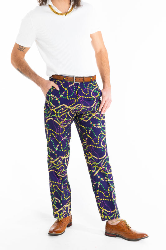 The Carnival Krewe | Mardi Gras Beads Suit Pants - Shinesty