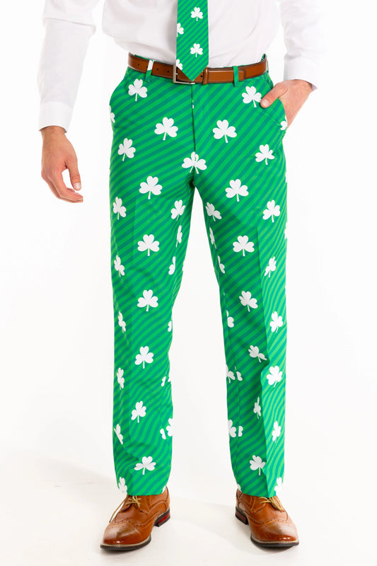 The Blarney Bagpiper | Diagonal Striped Clovers Suit Pants - Shinesty - Flyclothing LLC