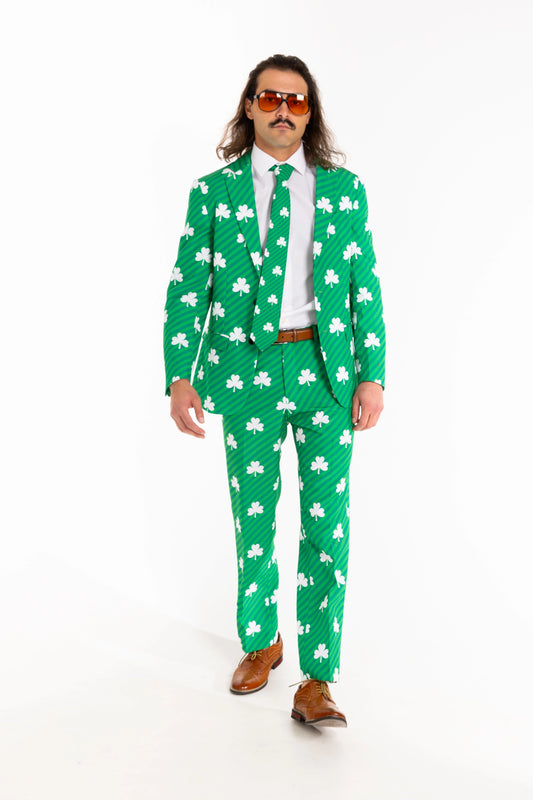 The Blarney Bagpiper | Diagonal Striped Clovers Suit - Shinesty - Flyclothing LLC