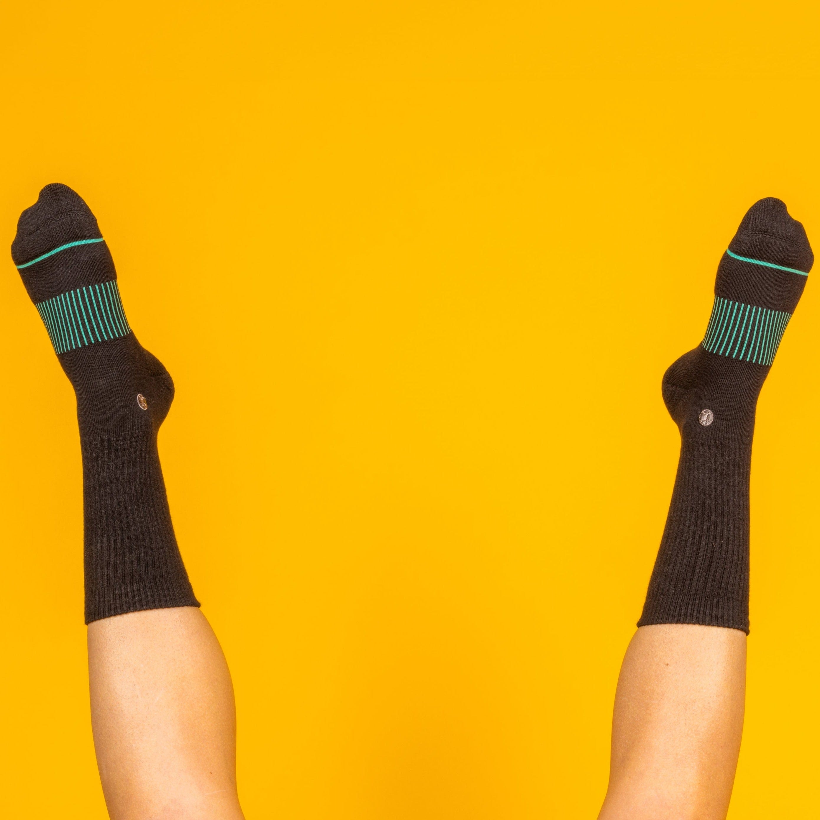 The Threat Level Midnight | Black Stay Weird Heel Hammock™ Crew Socks - Shinesty