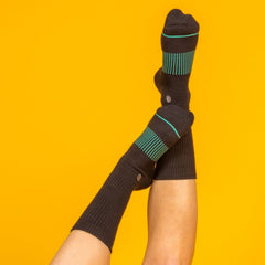 The Threat Level Midnight | Black Stay Weird Heel Hammock™ Crew Socks - Shinesty