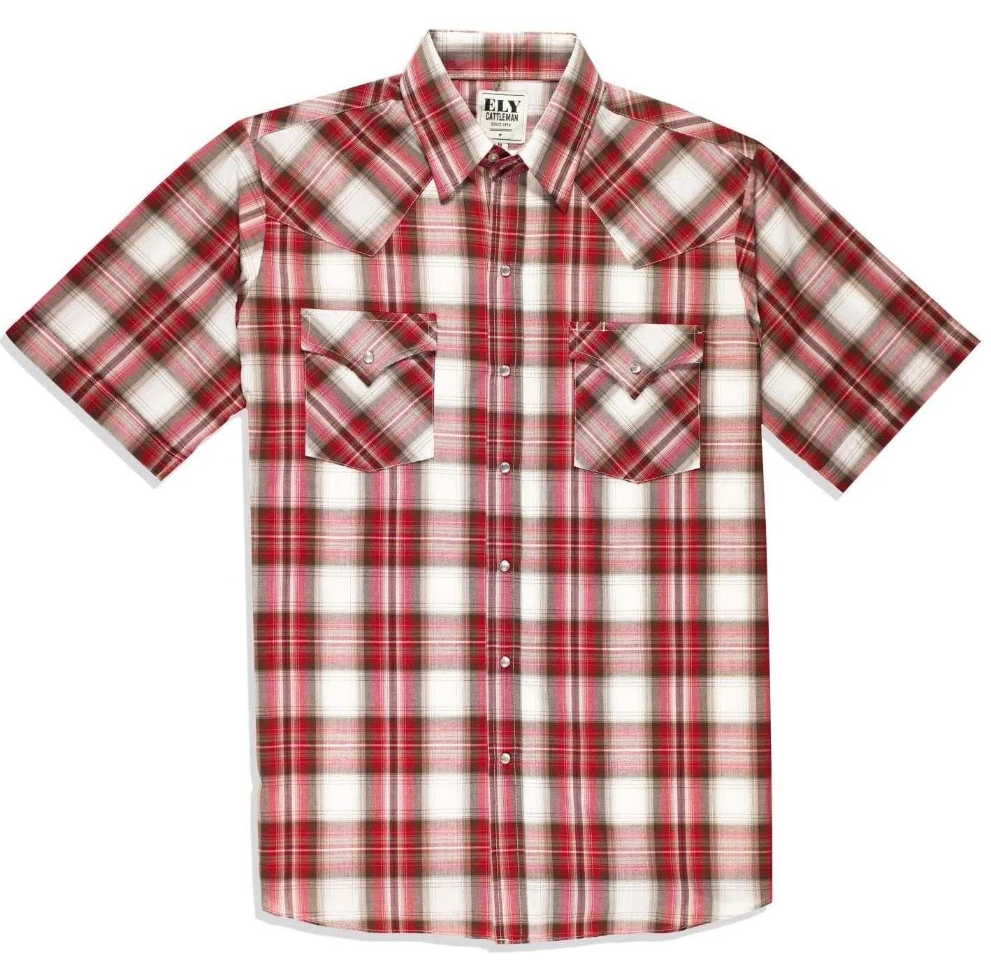 Men's Ely Cattleman Short Sleeve Plaid Western Snap Shirt - Ely Cattleman - Flyclothing LLC