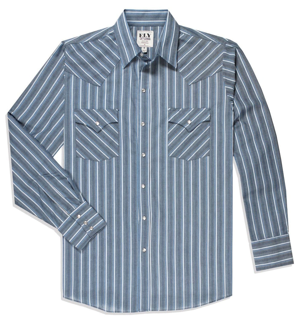 Men's Ely Cattleman Long Sleeve Stripe Western Snap Shirt - Ely Cattleman