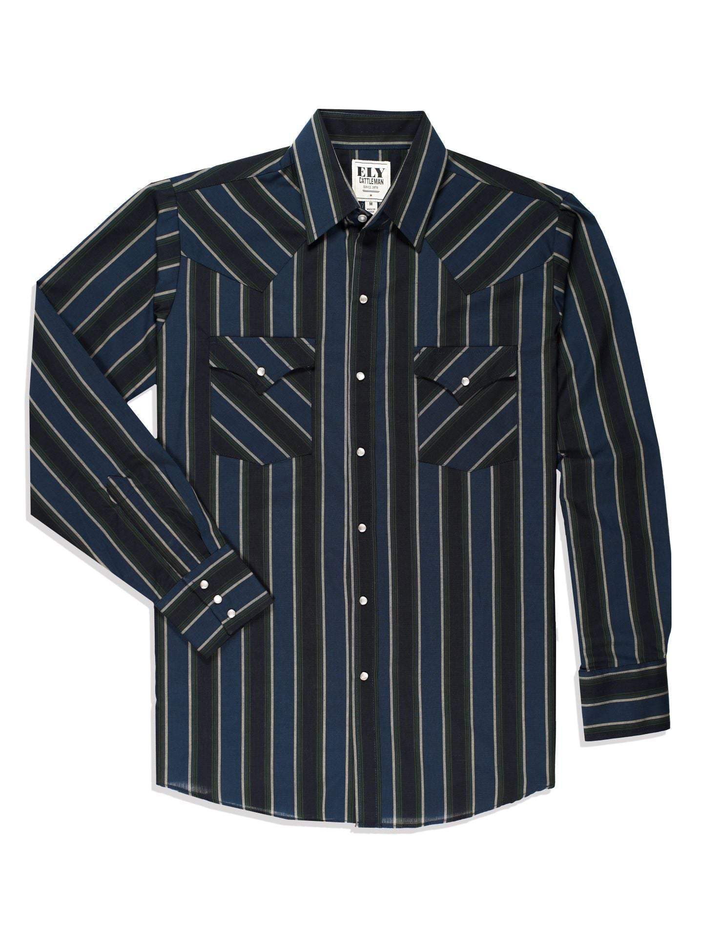 Men's Ely Cattleman Long Sleeve Stripe Western Snap Shirt - Ely Cattleman - Flyclothing LLC