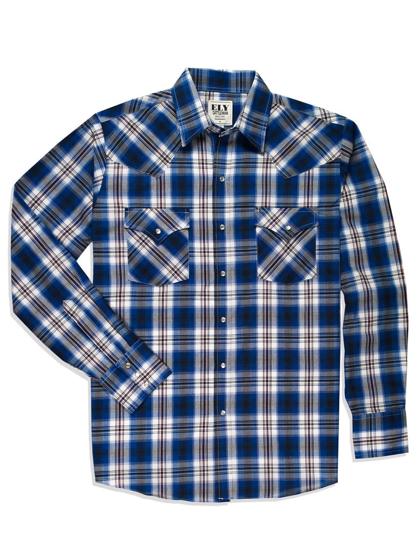 Men's Ely Cattleman Long Sleeve Plaid Western Snap Shirt - Ely Cattleman - Flyclothing LLC