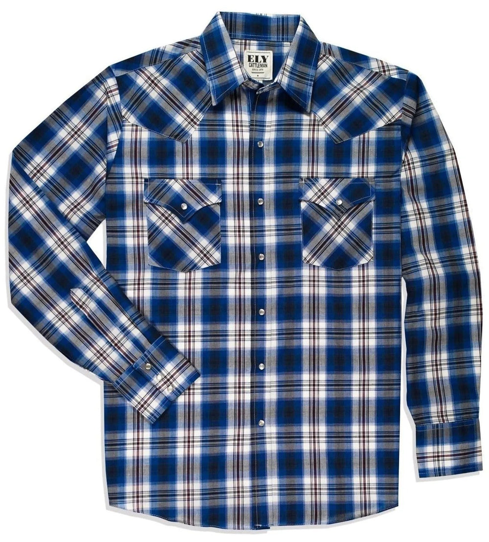 Men's Ely Cattleman Long Sleeve Plaid Western Snap Shirt - Ely Cattleman