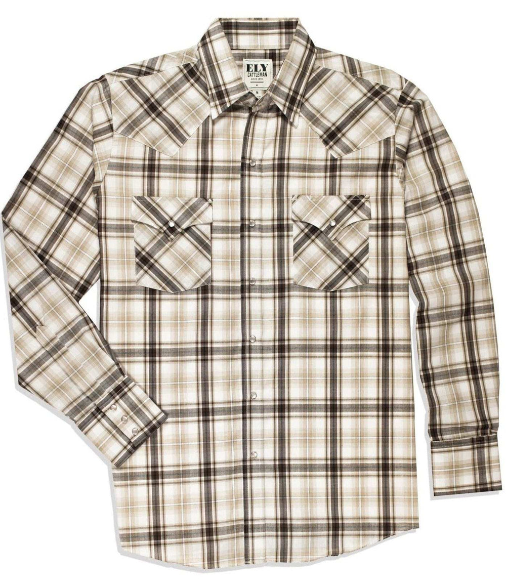 Men's Ely Cattleman Long Sleeve Plaid Western Snap Shirt - Ely Cattleman - Flyclothing LLC