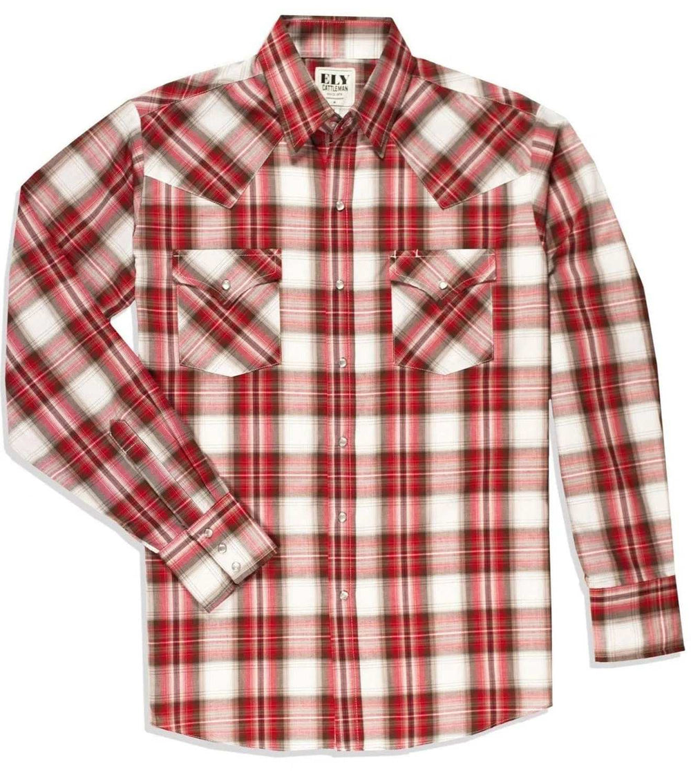 Men's Ely Cattleman Long Sleeve Plaid Western Snap Shirt - Ely Cattleman - Flyclothing LLC