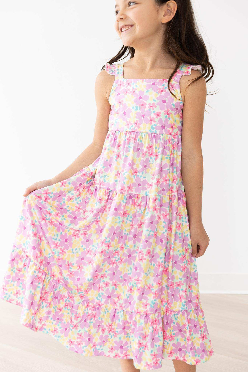 Summer Watercolor Floral Ruffle Maxi Dress - Mila & Rose ® - Flyclothing LLC