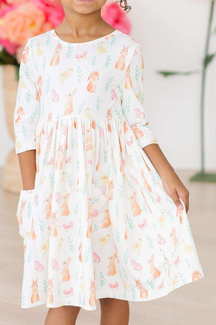 Sunny Bunnies 3/4 Sleeve Pocket Twirl Dress - Mila & Rose ® - Flyclothing LLC