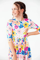 SALE Sunshine Floral 3/4 Sleeve Pocket Twirl Dress - Mila & Rose ® - Flyclothing LLC