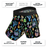 The Super Shroom | Neon Mushrooms Long Leg Ball Hammock® Pouch Underwear With Fly - Shinesty - Flyclothing LLC