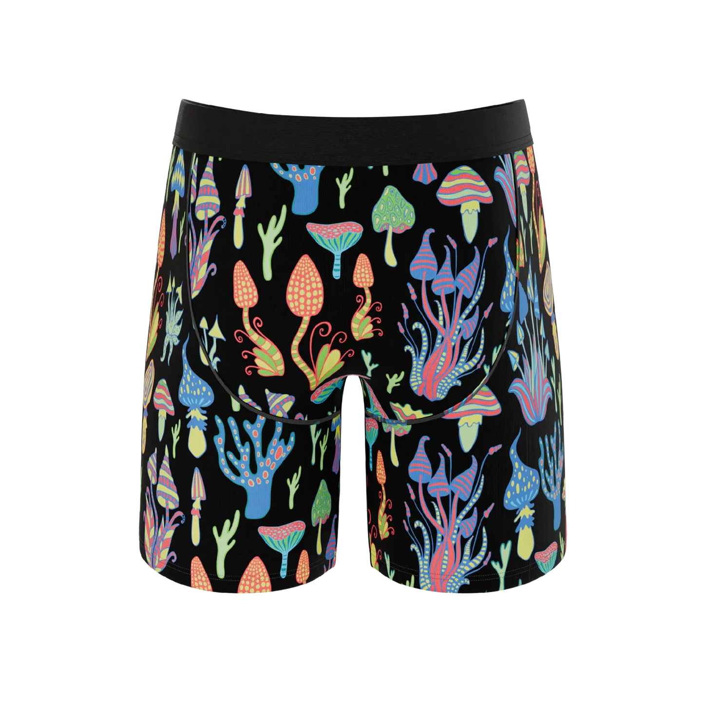 The Super Shroom | Neon Mushrooms Long Leg Ball Hammock® Pouch Underwear With Fly - Shinesty - Flyclothing LLC