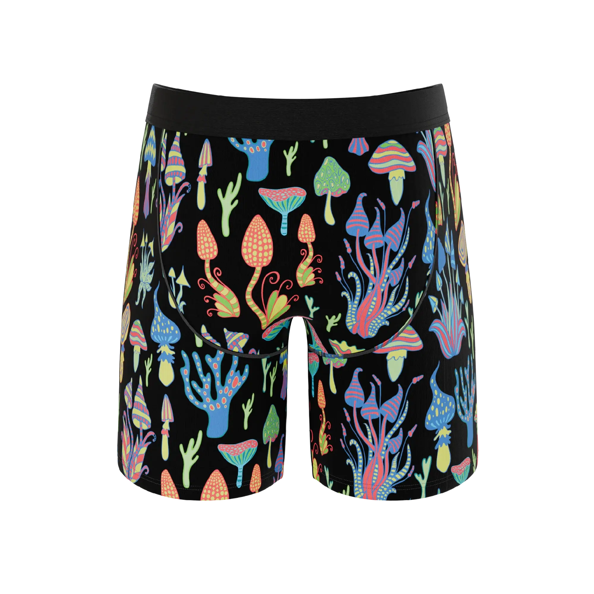 The Super Shroom | Neon Mushrooms Long Leg Ball Hammock® Pouch Underwear With Fly - Shinesty - Flyclothing LLC