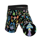 The Super Shroom | Neon Mushrooms Long Leg Ball Hammock® Pouch Underwear With Fly - Shinesty - Flyclothing LLC