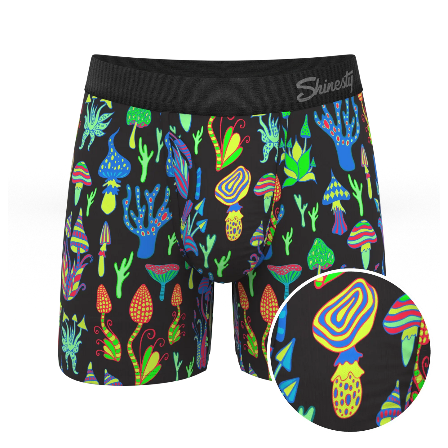 The Super Shroom | Neon Mushrooms Ball Hammock® Pouch Underwear With Fly - Shinesty - Flyclothing LLC