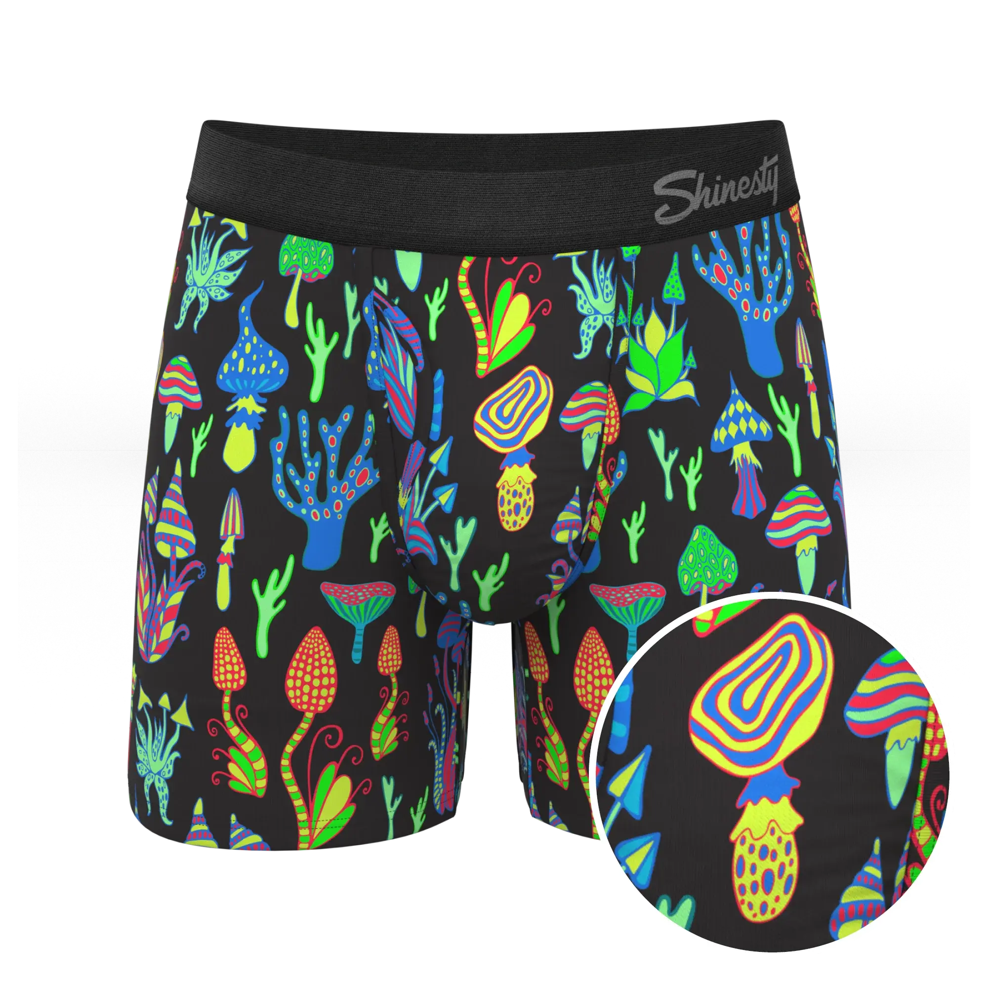 The Super Shroom | Neon Mushrooms Ball Hammock® Pouch Underwear With Fly - Shinesty - Flyclothing LLC