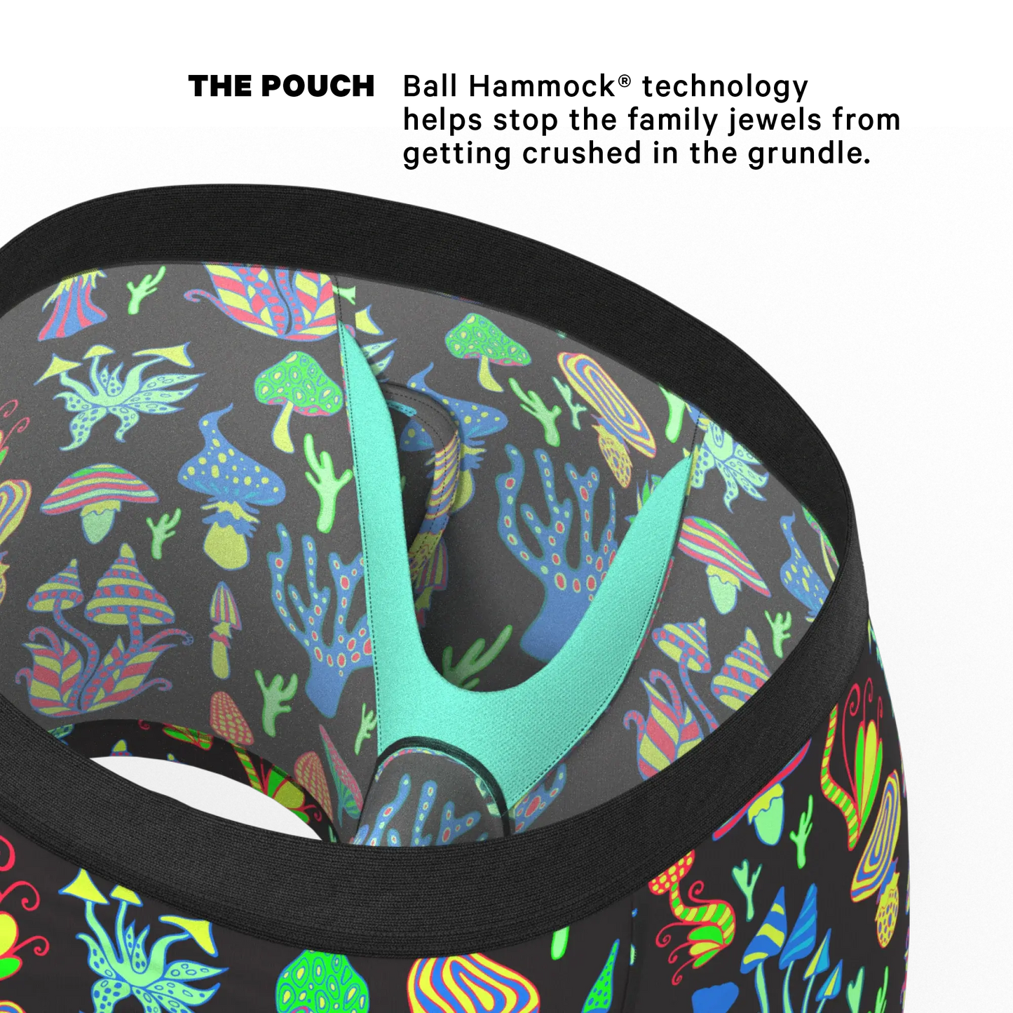 The Super Shroom | Neon Mushrooms Ball Hammock® Pouch Underwear With Fly - Shinesty - Flyclothing LLC