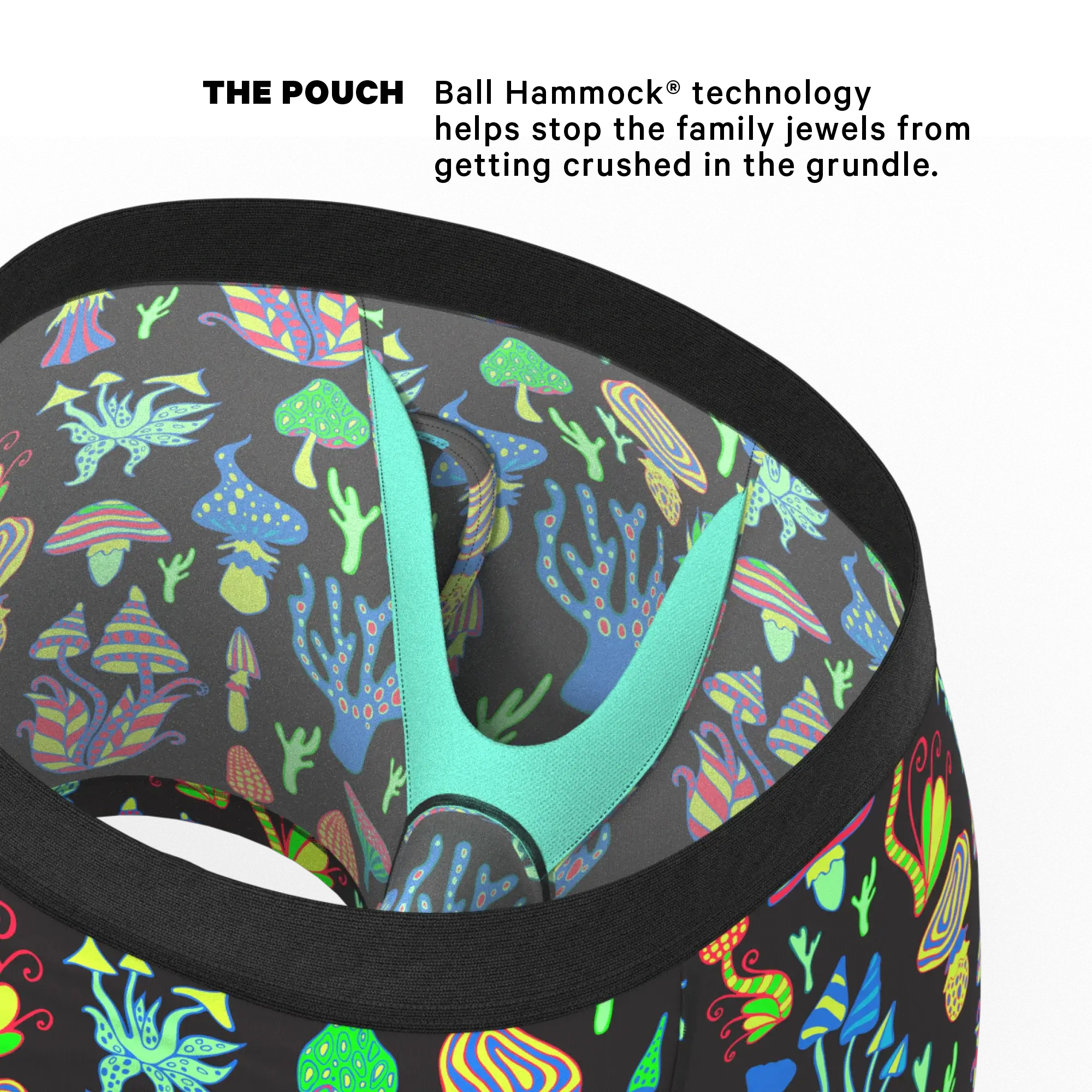 The Super Shroom | Neon Mushrooms Ball Hammock® Pouch Underwear With Fly - Shinesty - Flyclothing LLC