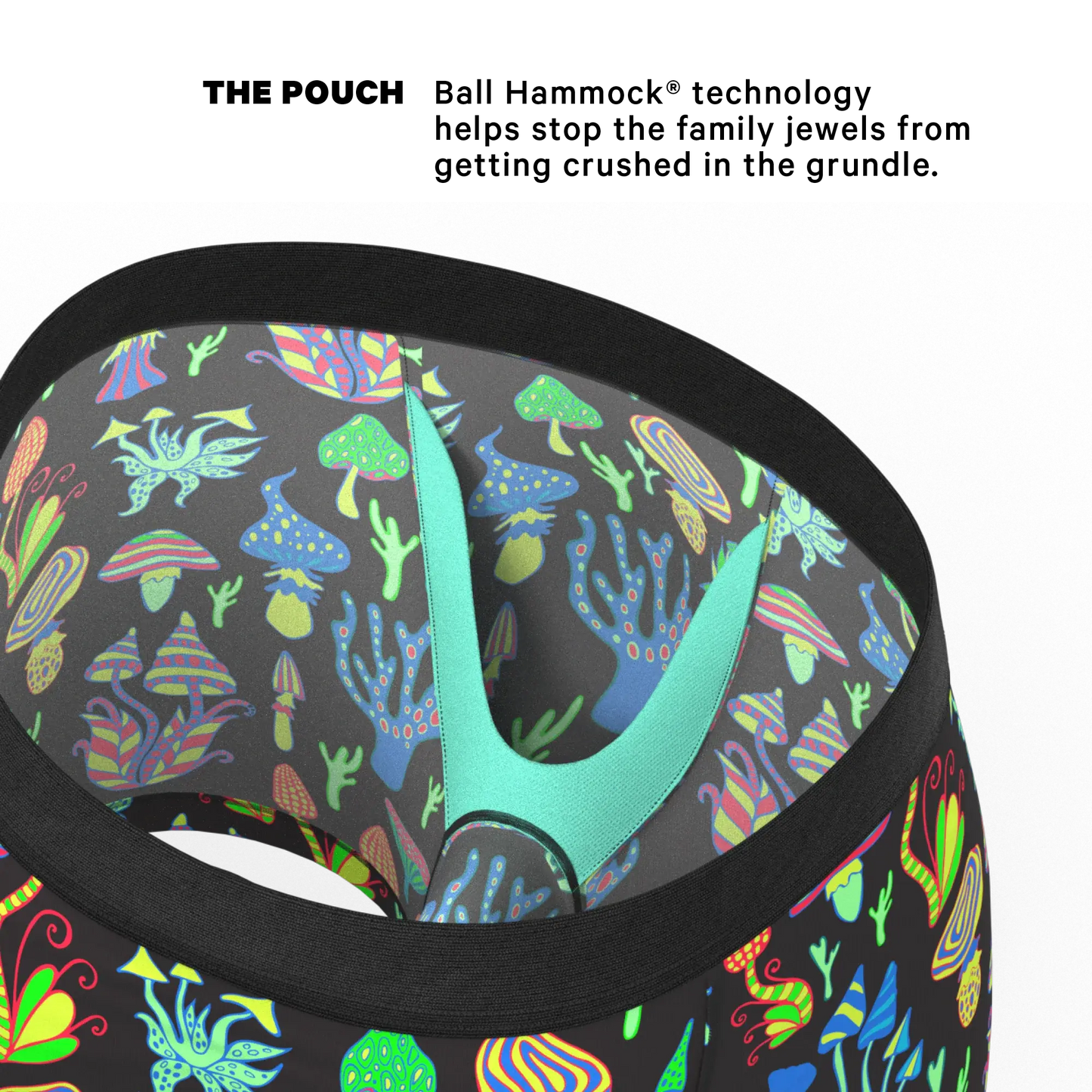 The Super Shroom | Neon Mushrooms Ball Hammock® Pouch Underwear - Shinesty - Flyclothing LLC
