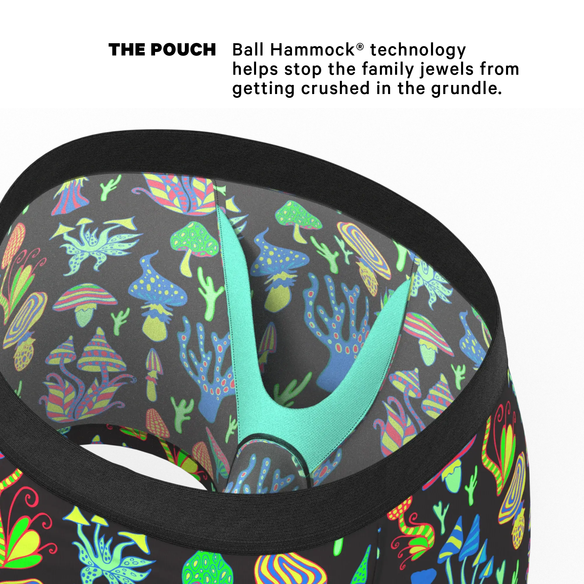 The Super Shroom | Neon Mushrooms Ball Hammock® Pouch Underwear - Shinesty - Flyclothing LLC