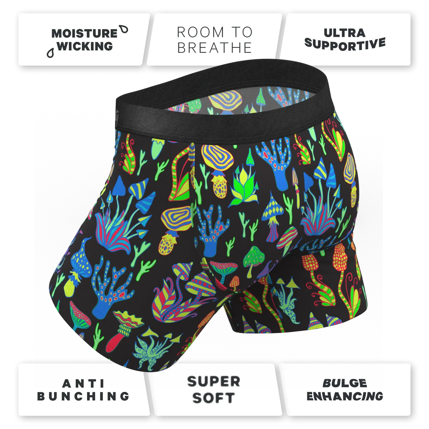 The Super Shroom | Neon Mushrooms Ball Hammock® Pouch Underwear - Shinesty - Flyclothing LLC