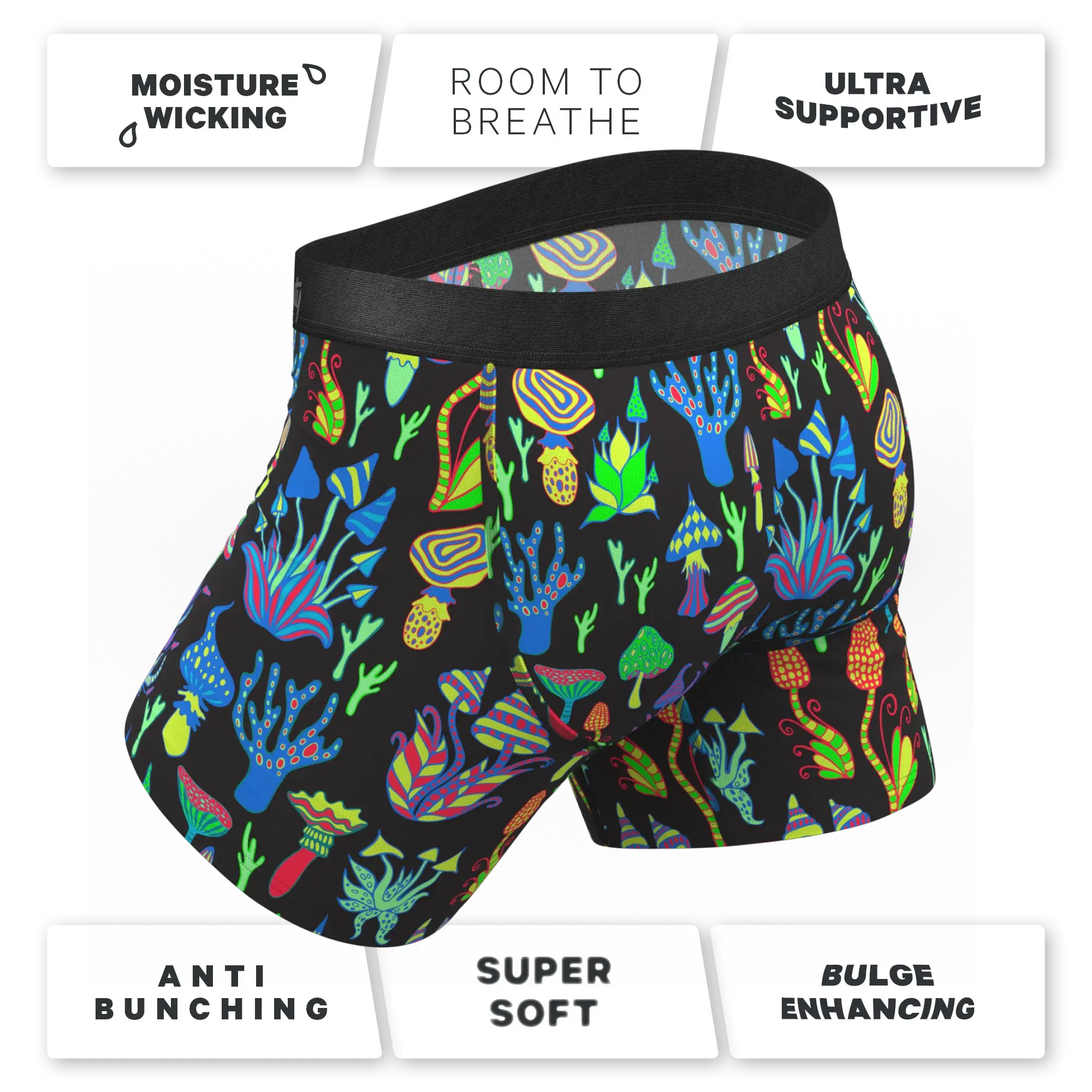 The Super Shroom | Neon Mushrooms Ball Hammock® Pouch Underwear - Shinesty - Flyclothing LLC