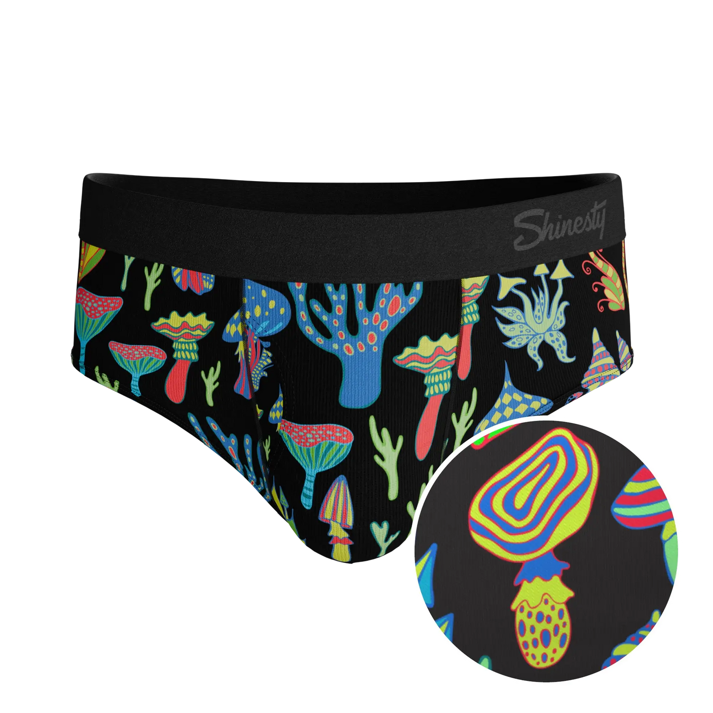 The Super Shroom | Neon Mushrooms Ball Hammock® Pouch Underwear Briefs - Shinesty - Flyclothing LLC