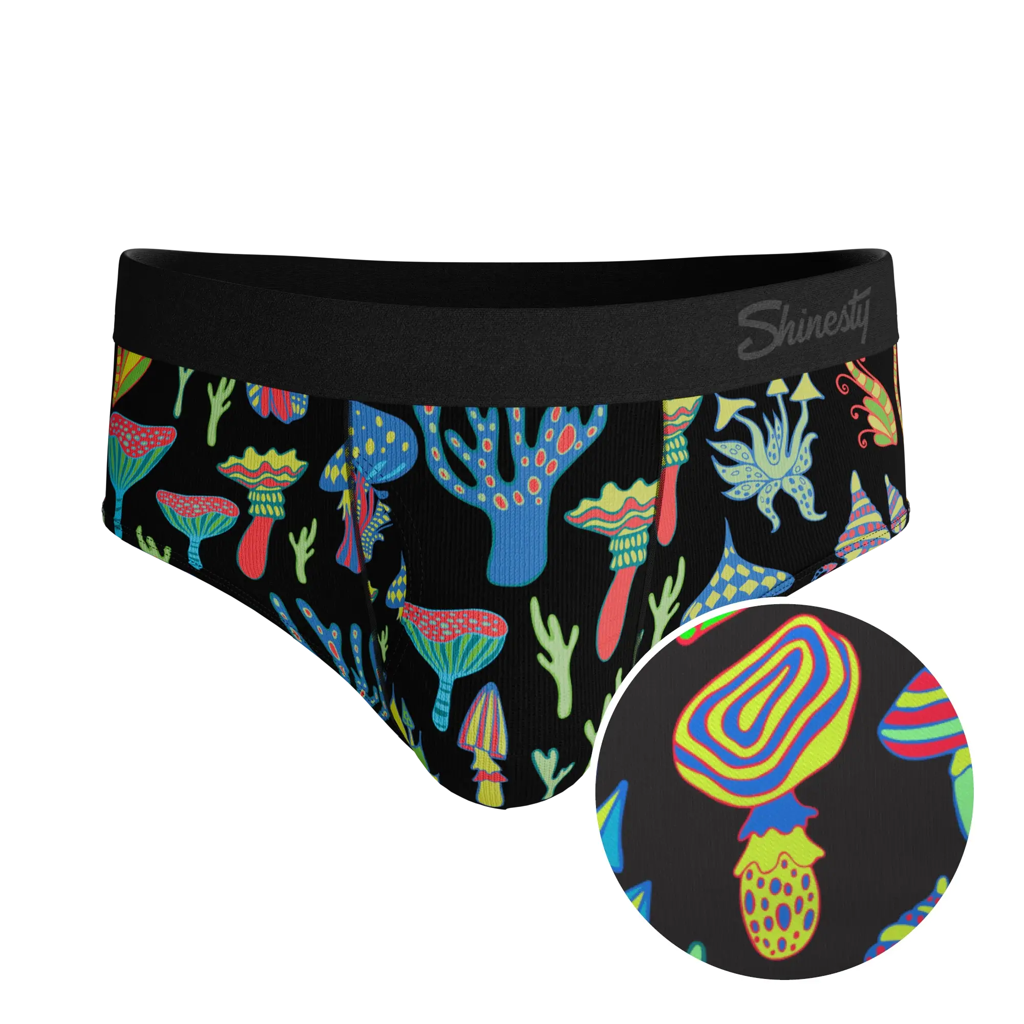 The Super Shroom | Neon Mushrooms Ball Hammock® Pouch Underwear Briefs - Shinesty - Flyclothing LLC