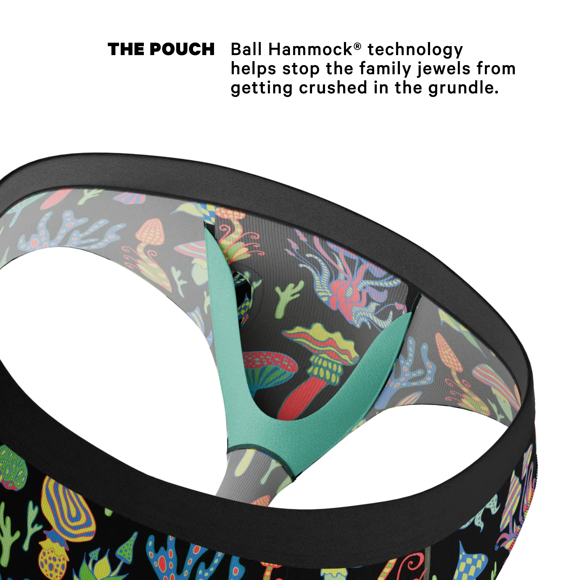 The Super Shroom | Neon Mushrooms Ball Hammock® Pouch Underwear Briefs - Shinesty - Flyclothing LLC
