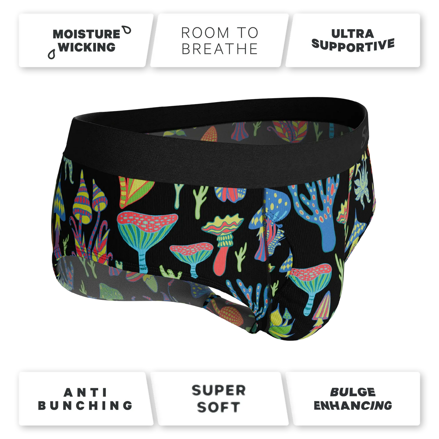 The Super Shroom | Neon Mushrooms Ball Hammock® Pouch Underwear Briefs - Shinesty - Flyclothing LLC