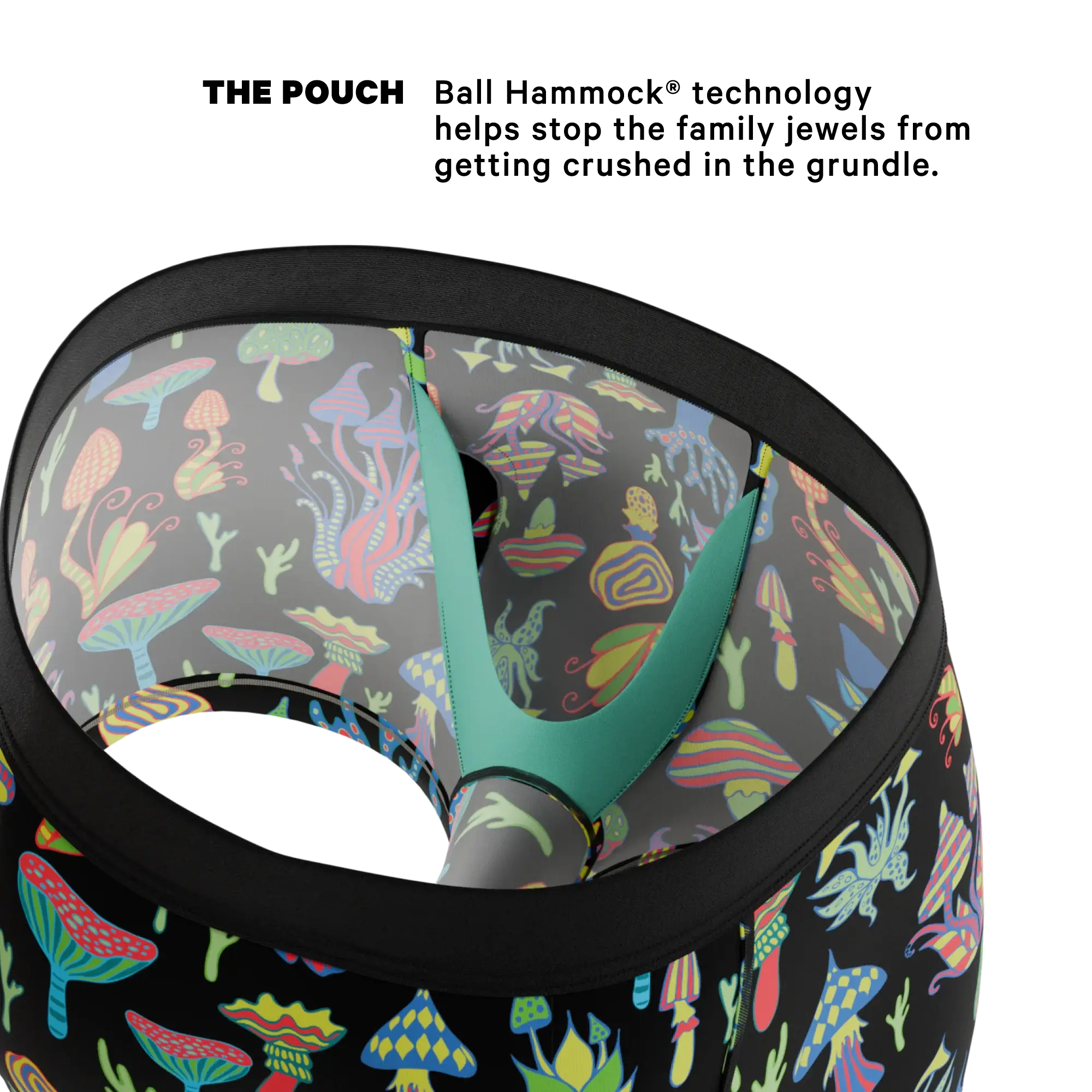 The Super Shroom | Neon Mushrooms Ball Hammock® Pouch Trunks Underwear - Shinesty - Flyclothing LLC