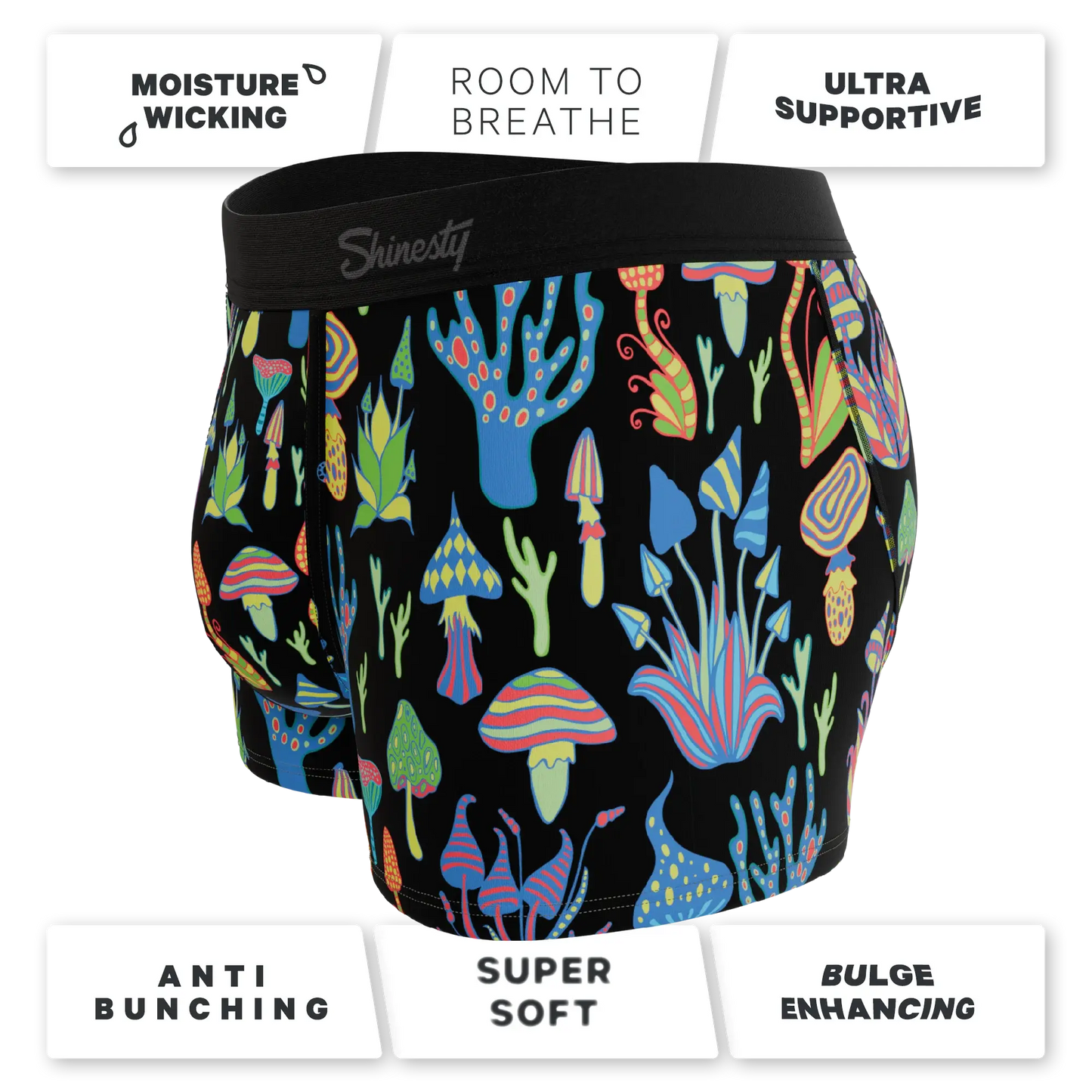 The Super Shroom | Neon Mushrooms Ball Hammock® Pouch Trunks Underwear - Shinesty - Flyclothing LLC