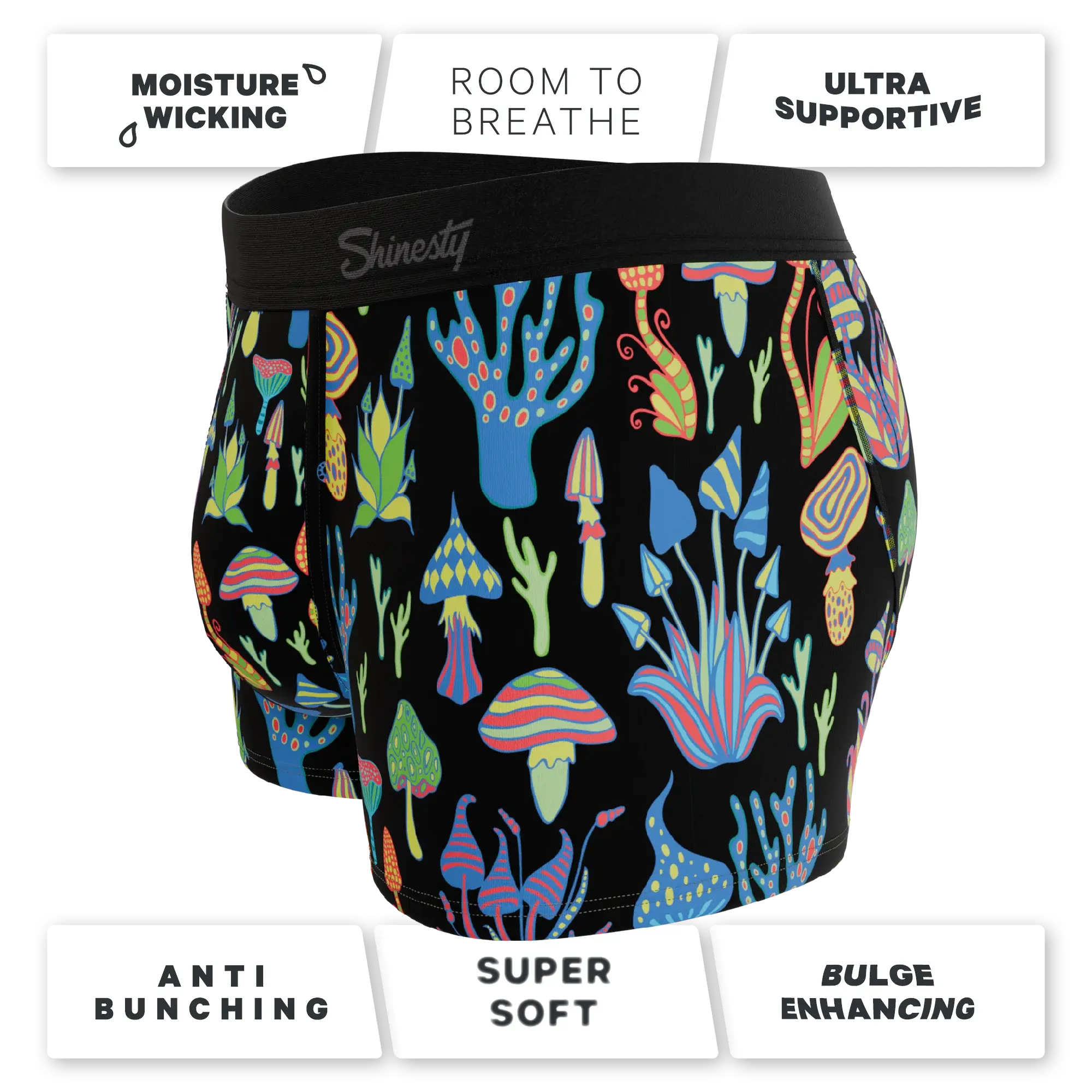 The Super Shroom | Neon Mushrooms Ball Hammock® Pouch Trunks Underwear - Shinesty - Flyclothing LLC