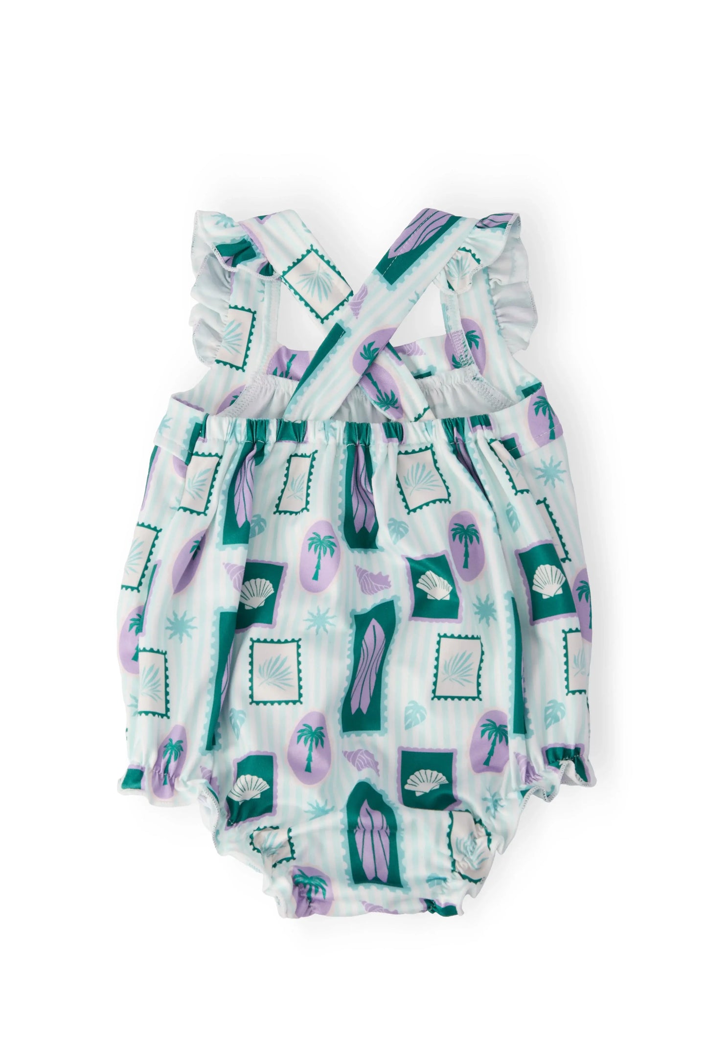 Surfer Girl Ruffle Cross Back Romper - Mila & Rose ® - Flyclothing LLC