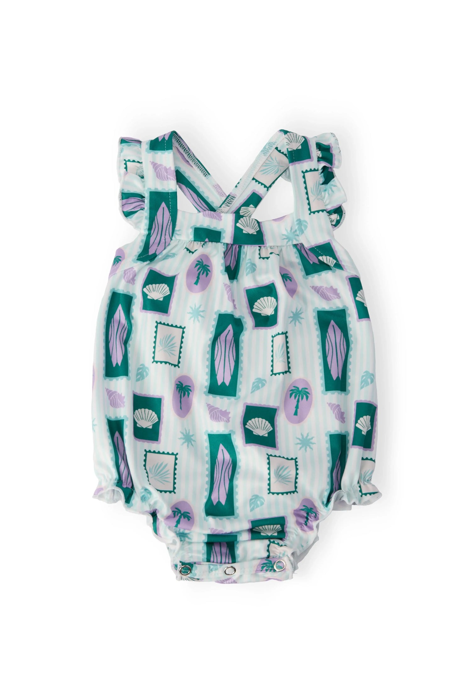 Surfer Girl Ruffle Cross Back Romper - Mila & Rose ® - Flyclothing LLC