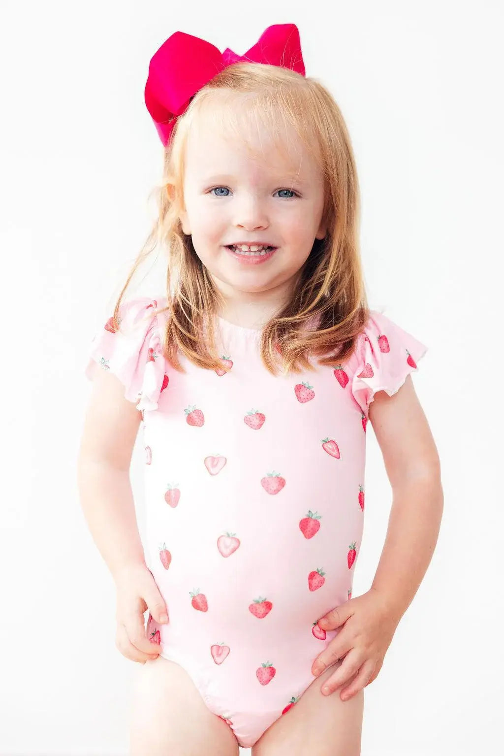 Sweet Strawberries S/S Flutter Sleeve Leotard - Mila & Rose ® - Flyclothing LLC