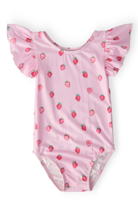 Sweet Strawberries S/S Flutter Sleeve Leotard - Mila & Rose ® - Flyclothing LLC