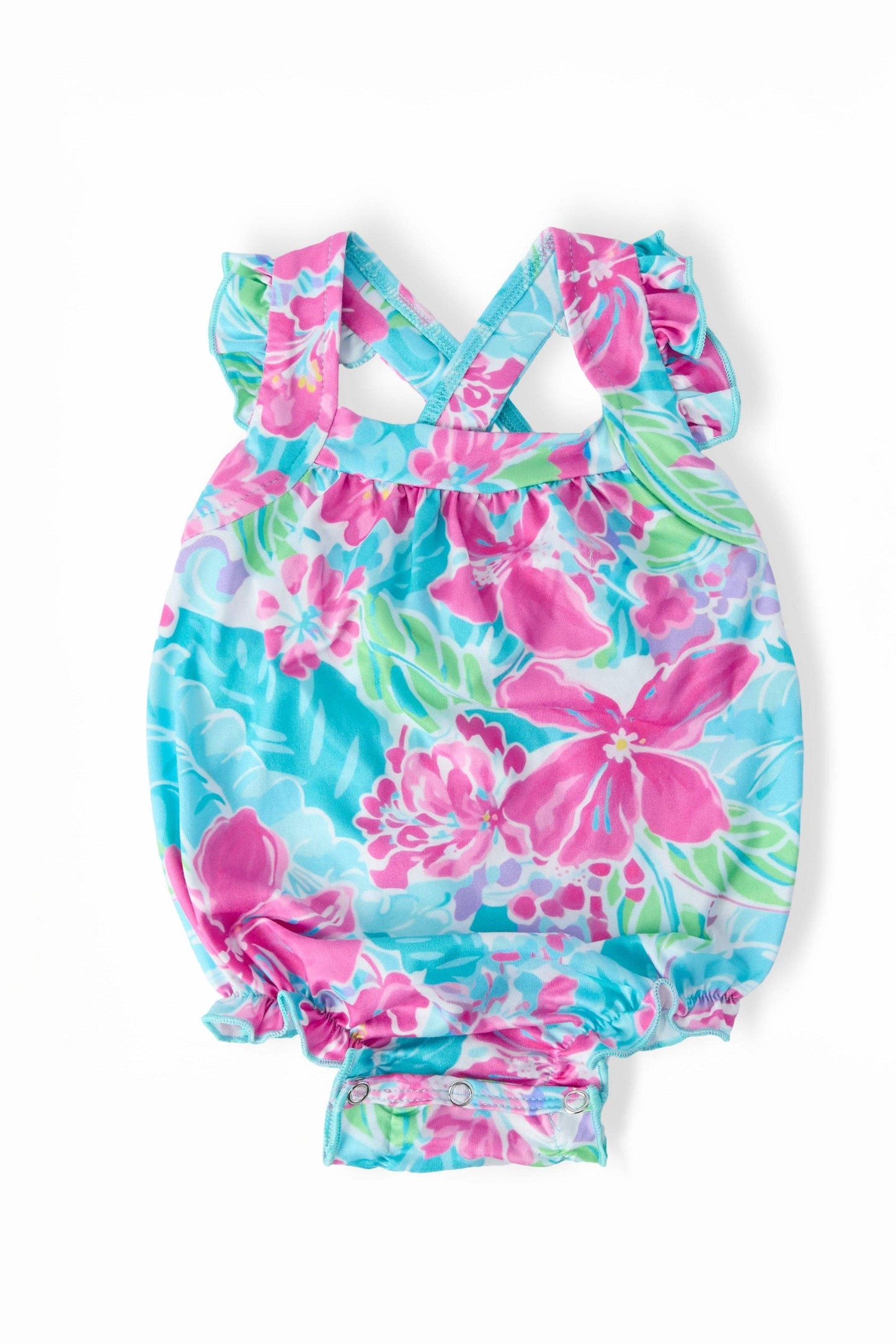 Tropical Punch Ruffle Cross Back Romper - Mila & Rose ® - Flyclothing LLC