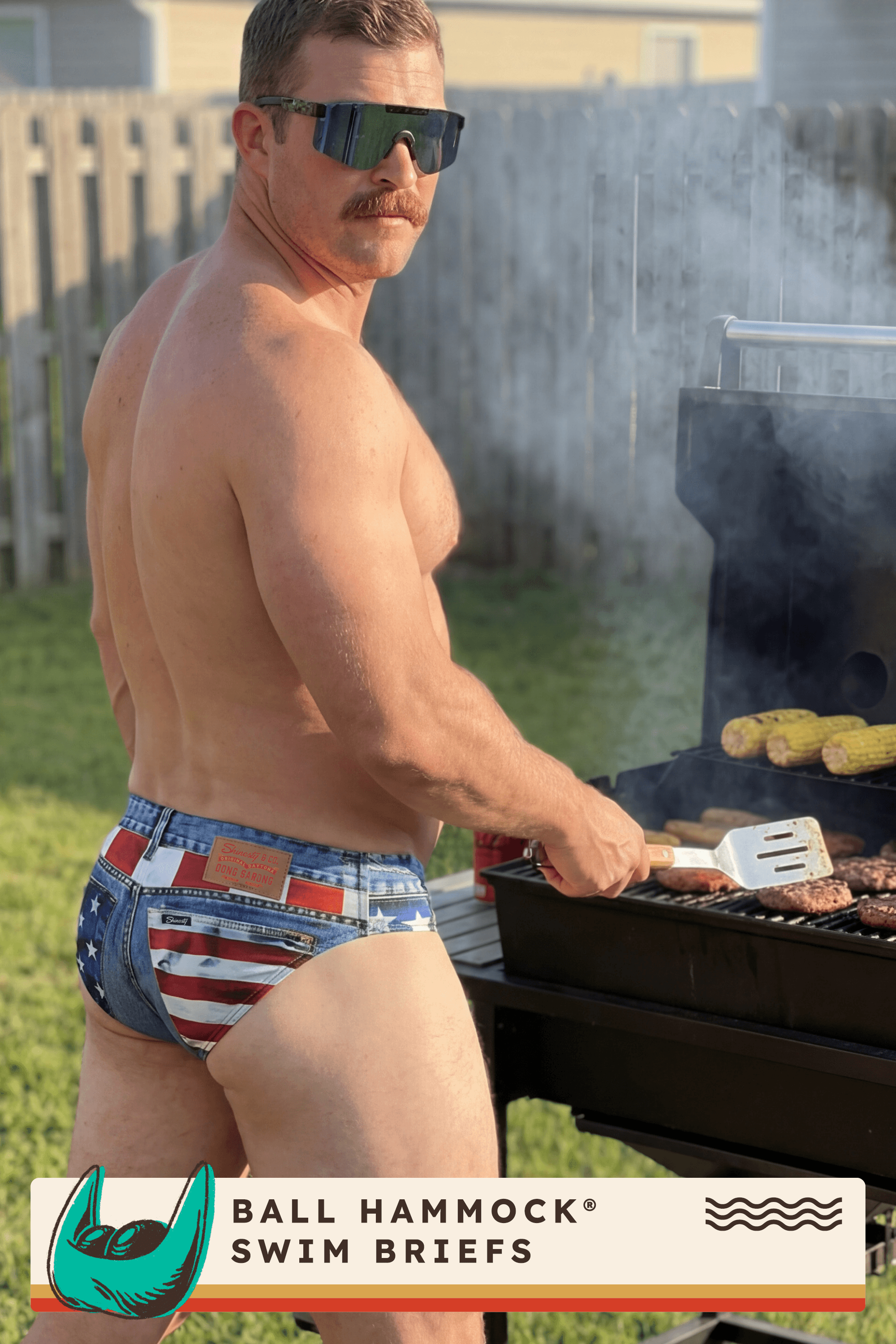 The Chattahoochee Daddy | USA Denim Print Ball Hammock® Pouch Swim Briefs - Shinesty - Flyclothing LLC