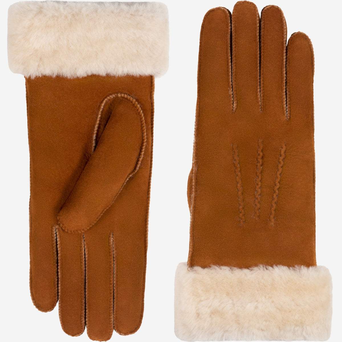 Sydney (camel) – Suede leather gloves with luxurious sheep fur lining - Leather Gloves Online - Flyclothing LLC