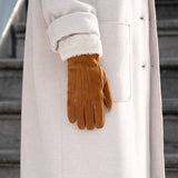 Sydney (camel) – Suede leather gloves with luxurious sheep fur lining - Leather Gloves Online - Flyclothing LLC